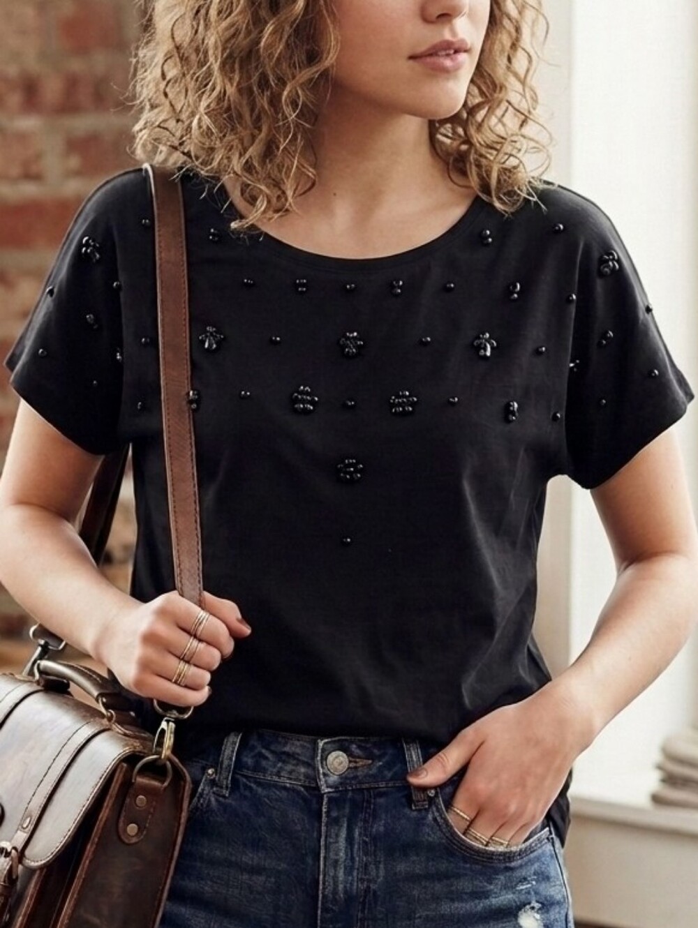 J.Crew Jeweled Dolman Top – Black – Size XS